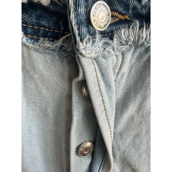 Wild Fable Patchwork Button Fly Blue Jean Shorts Denim - Picture 5 of 8